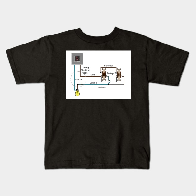 UK Two-Way Switch Wiring Diagram Kids T-Shirt by MVdirector